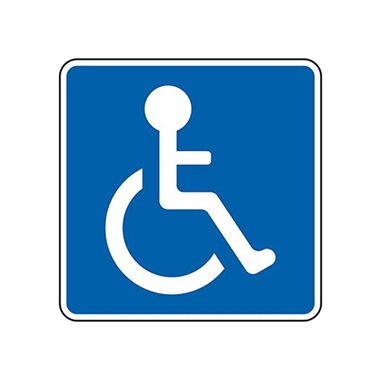 A symbol for accessibility. It shows a person in a wheelchair on a blue background. | © Parkplatz für mobilitätseingeschränkte Personen