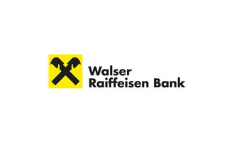 A logo of the Walser Raiffeisen Bank with a yellow background and two crossed tools. The lettering is in black and describes the name of the bank. | © Walser Raiffeisen Bank AG Logo