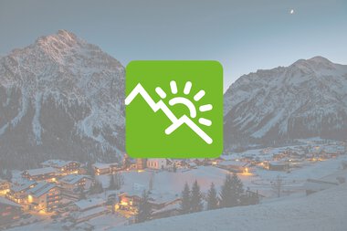 Warning icon indicating energy saving or environmental caution with a mountain and sun in the background. | © Kleinwalsertal Tourismus eGen